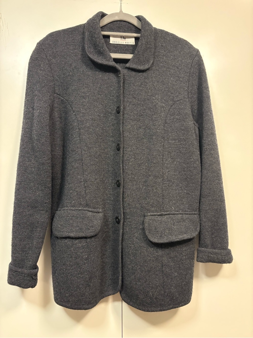 Danielle Martin Gray Wool Button Front Coat jacket M
